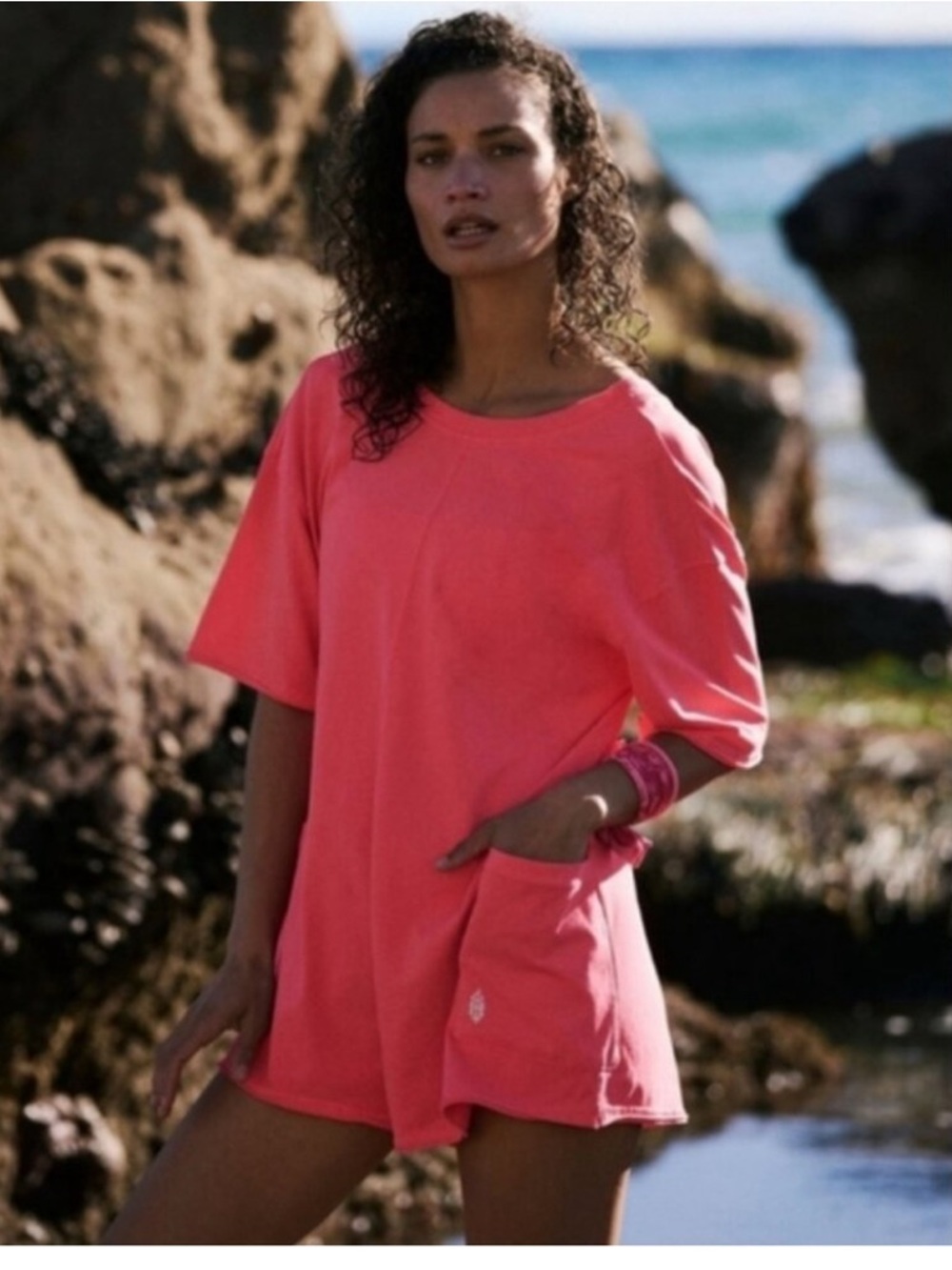 FP Movement by Free People Coral Pink Romper